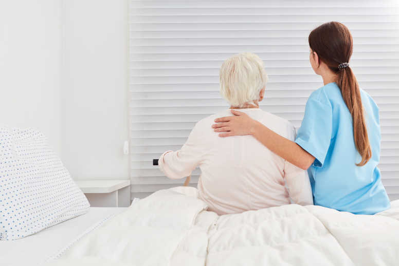 Nurse helping senior