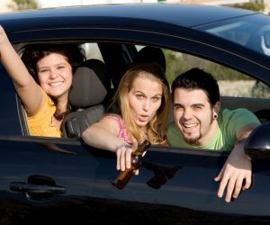 teens drinking alcohol in car