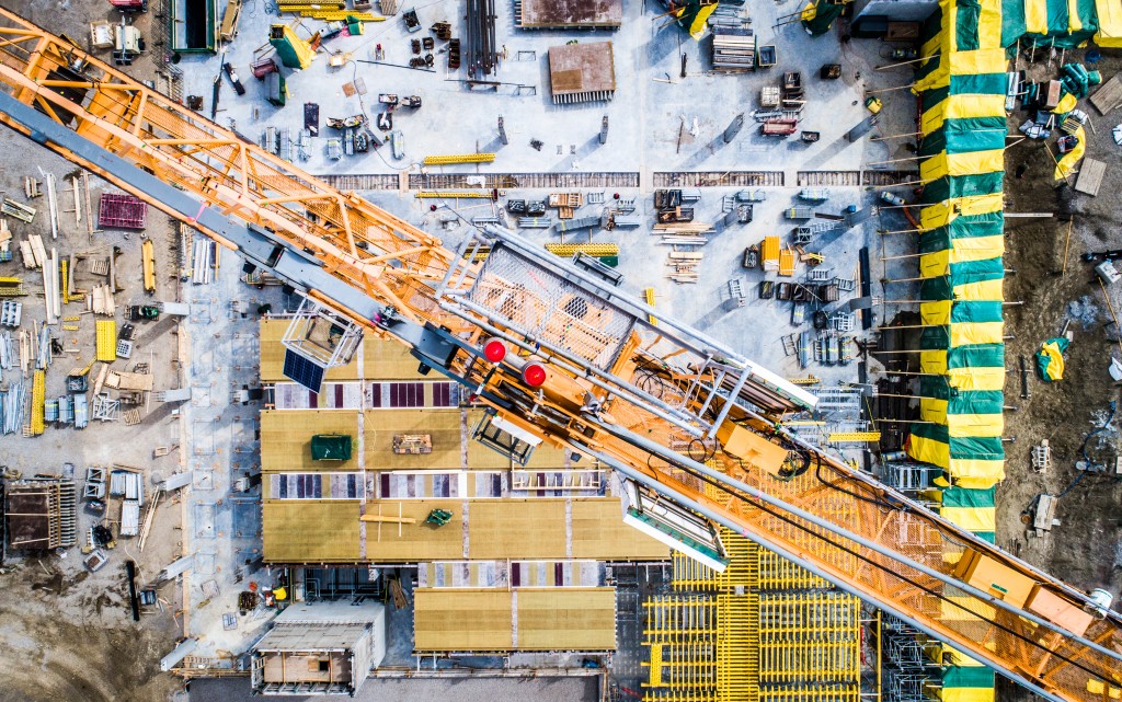 Birds eye view of a construction site