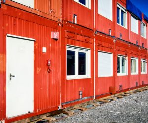 red homes from shipping container