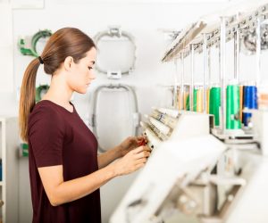 Woman working on embroidery