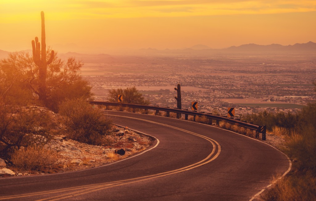 road along a desert in Arizona