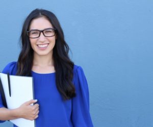 woman holding a folder