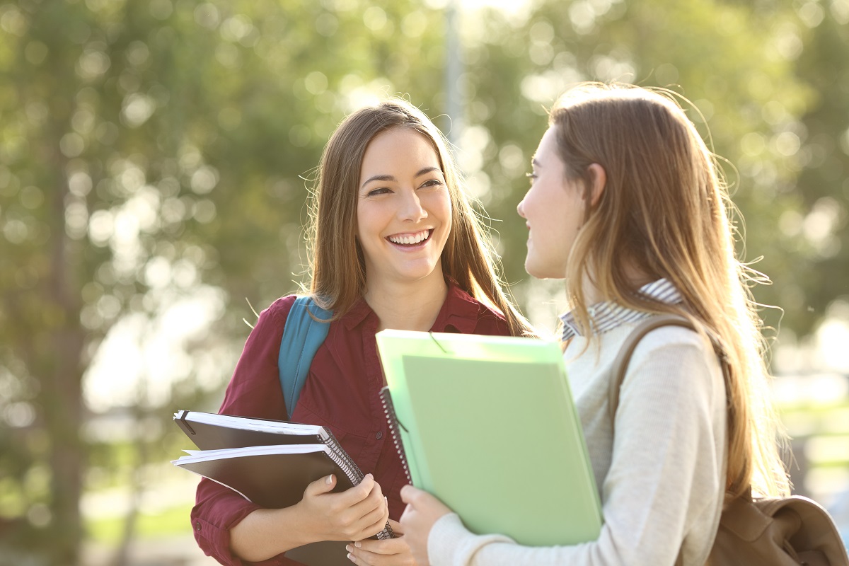 university students talking