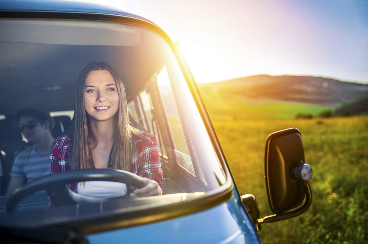 woman driving with friends