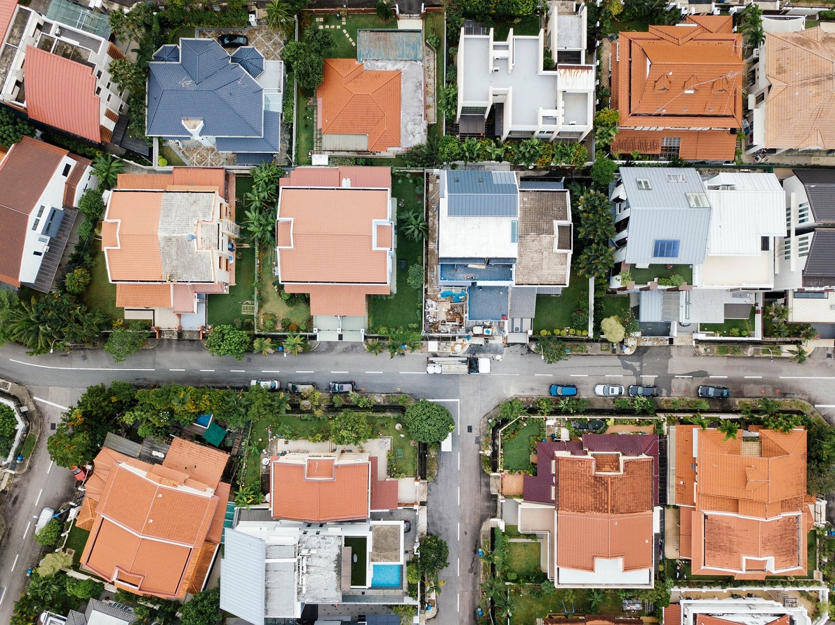 top view of houses