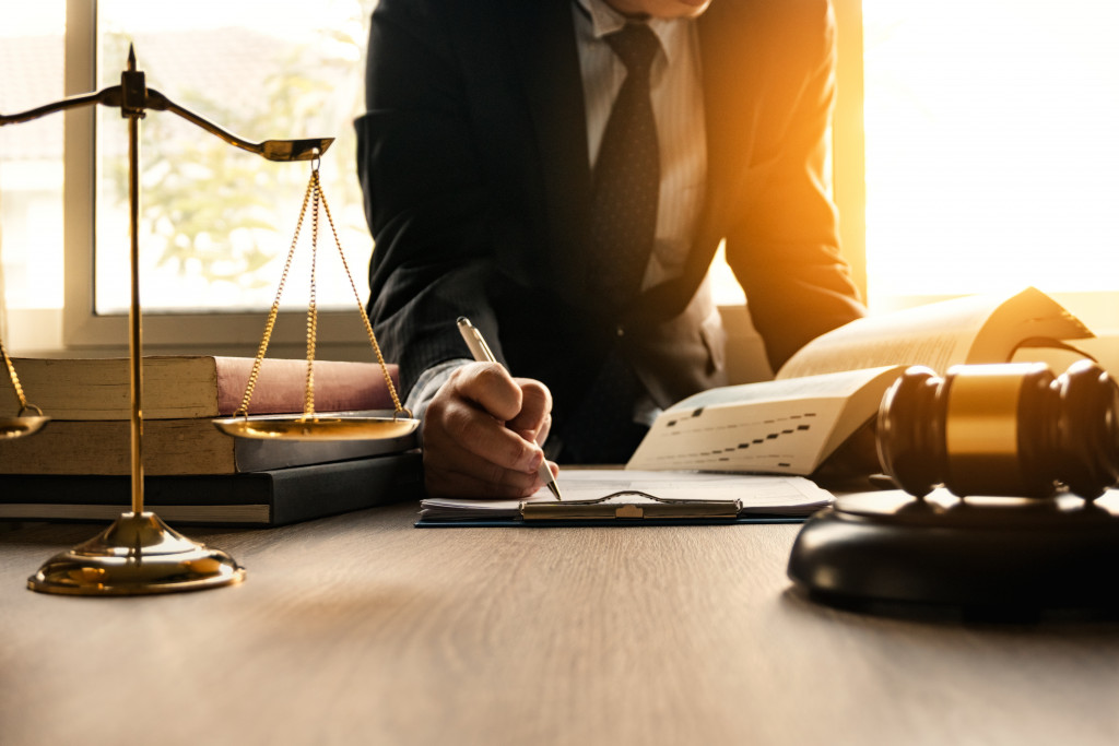 A lawyer working in an office