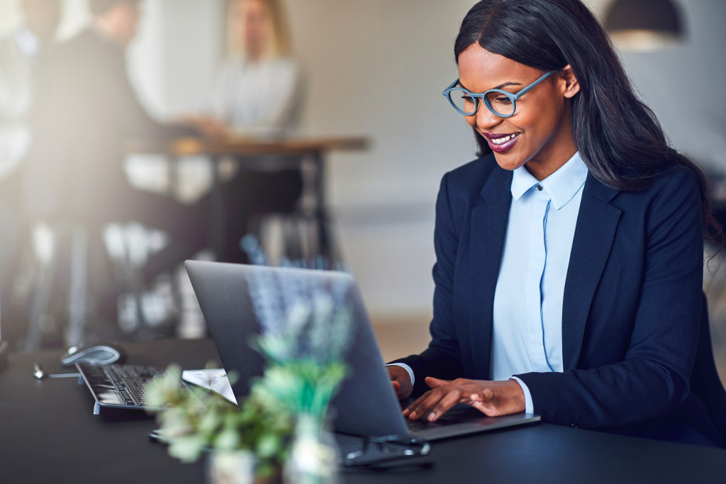 Woman focused on career